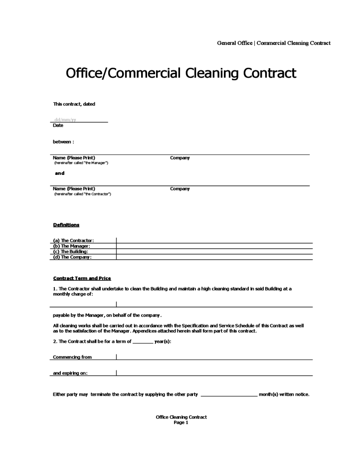 Office cleaning contract sample